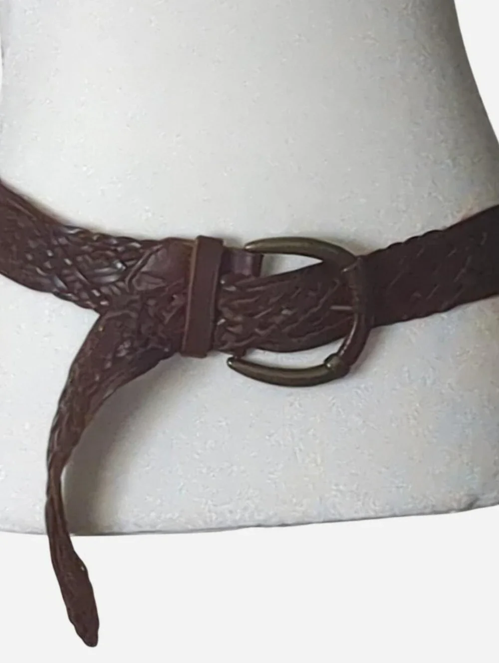Vintage 90s Braided Leather Belt Dark Brown S/M – Boho Western Aesthetic